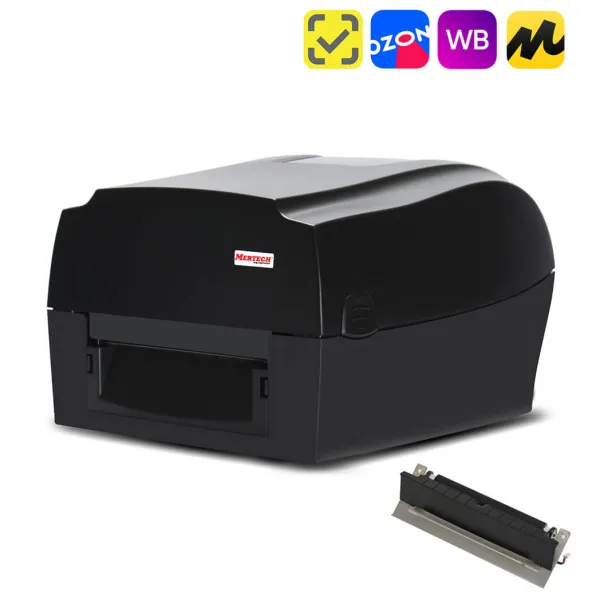 Комплект: термотрансферный принтер этикеток MERTECH TLP300 TERRA NOVA с отделителем (Ethernet, RS232, USB) black