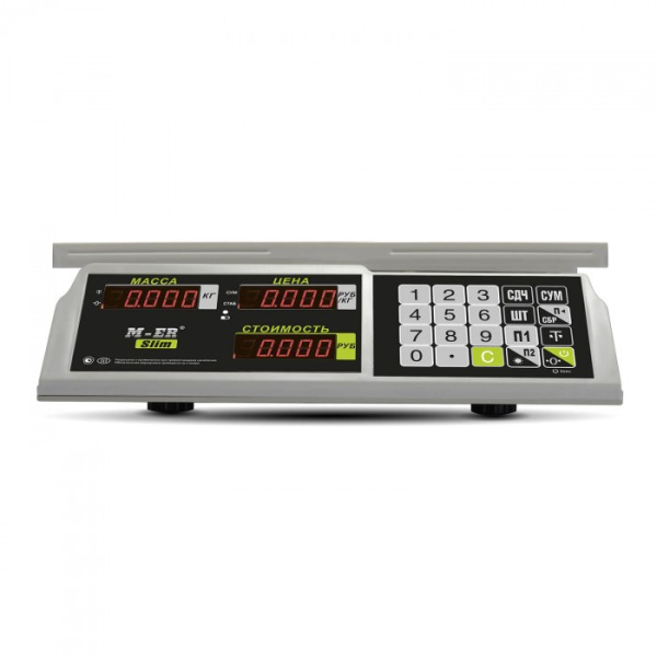 весы торговые m-er 326 ac -32.5 с акб без стойки led slim